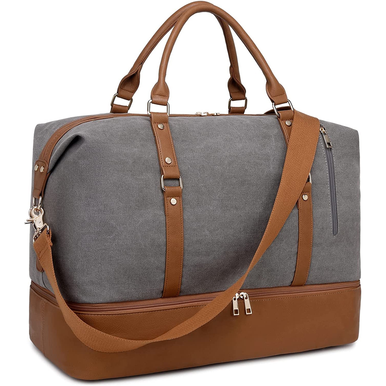 Leather Luggage Waterproof Travel Bags Large Weekender Bags with Shoe Compartment