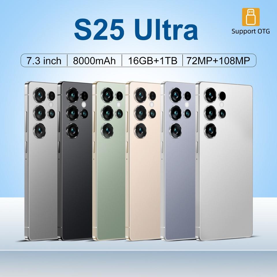 Smartphone S25 Ultra 5G Android 13 128Go 6.8" Débloqué - Noir, Or, Vert, Pourpre