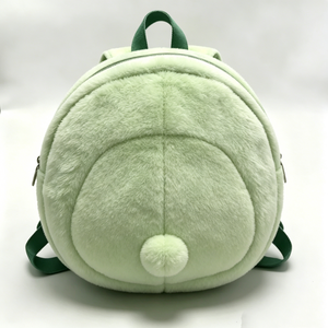 Customized Soft fuzzy <b>cat</b> <b>backpack</b>, Pastel green <b>cat</b>,Green <b>cat</b> plush <b>backpack</b>,Round <b>cat</b> face <b>backpack</b>,Cute plush <b>cat</b> bag - Product Image 3