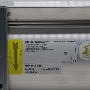 ZIEHL-ABEGG QR08A-2EM.50.CH 230V 0.24/0.28kW 1.05/1.15A 2300/2450RPM HVAC <b>Control</b> Cabinet Tangential Fan - Product Image 4
