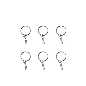 בסיטונאות keychain keyring 10pcs-10 יח'\שקית Dia 25mm מלוטש Keyring Keychain פיצול טבעת עם קצר שרשרת מפתח טבעות לנשים גברים DIY מפתח אביזרי שרשרות