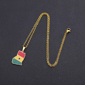 Collar con Colgante <span class=keywords><strong>de</strong></span> <span class=keywords><strong>Mapa</strong></span> <span class=keywords><strong>de</strong></span> <span class=keywords><strong>Ghana</strong></span>, África, para Hombre y Mujer, Acero Inoxidable, Color Dorado y Plateado, Joyería Africana <span class=keywords><strong>Ghana</strong></span>ína, Regalos - Product Image 3
