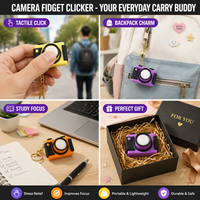 Nouveau Porte-clés personnalisé OEM en gros, imprimé en 3D, avec bouton de déclenchement de caméra et interrupteur mécanique, jouet anti-stress, pendentif en forme de bouton de déclenchement, pour cadeaux en vrac