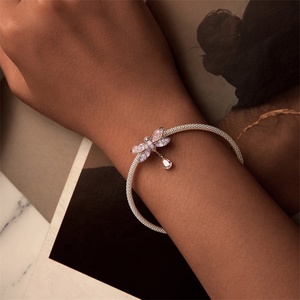 Youchuang con chuồn chuồn màu hồng Zircon Thiết kế cá nhân quyến rũ số lượng lớn thời trang tự làm 925 bạc Opal trang sức làm vòng đeo tay hạt quyến rũ - Product Image 2