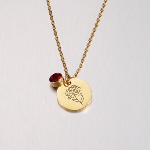 Nuevo Collar de Acero Inoxidable con Baño de Oro PVD de 18K, de Alto Brillo y Antideslustre, con Piedra de Flor de Cumpleaños, Venta al por Mayor - Product Image 2