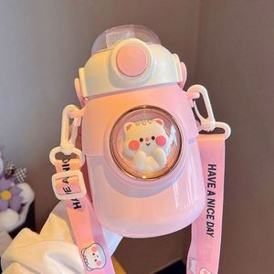 700ml 316 Stainless Steel Large-Capacity Student <b>Backpack</b> Strap Straw <b>Water</b> Cup Cartoon Children's Girls Outdoor Insulated Cup - Product Image 3