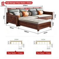 Nordamerikanisches Schwarznuss-Massivholz-Sofa-Set Modernes Minimalistisches Neues Chinesischer Stil Luxus-Aufbewahrungsmöbel für Wohnzimmer