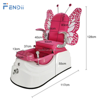 Chaise de pédicure pour enfants rose papillon sans plomberie pour filles