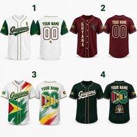 Maillot de baseball personnalisé brodé avec motif oiseau et drapeau nationaux de la Guyane, conception OEM POD, nom et numéro d'équipe personnalisés, haut pour homme