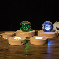 Base ronde en bois massif naturel avec boule de verre créative Coffret cadeau de vacances polyvalent Wholes Ale en stock