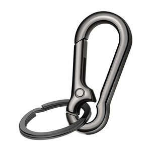 Carabiner Keychain Stainless Steel Oval Gunmetal Lightweight Metal <b>Key</b> <b>Ring</b> For <b>Car</b> <b>Keys</b> And Outdoor Use - Product Image 1