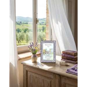 Beltrami Photo <b>Frame</b> <b>4x6</b> Silver Plated Enamel Decorative Roma Design - Product Image 2