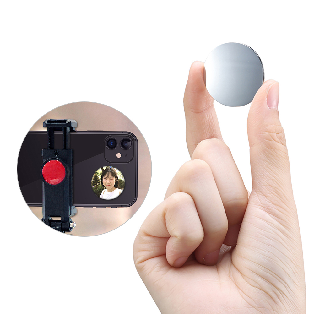 Gecheer Specchio Compatto Adesivo Per Selfie E Vlog – Diametro 3cm, Rivestimento Ad Acqua, Nano Adesivo Riutilizzabile, Con Custodia, Per Smartphone