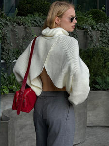 Maglione a collo alto 2025 <span class=keywords><strong>donna</strong></span> maglioncino bianco autunno crema maglioncino lavorato a <span class=keywords><strong>maglia</strong></span> maglioni Mujer - Product Image 2