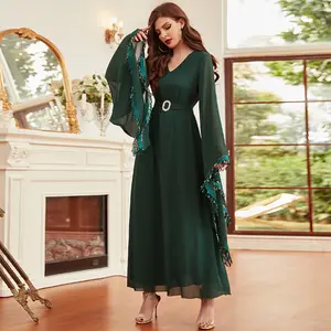 Toptan etnik müslüman uzun elbise türkiye açık elbise İslami giyim kadın orta doğu katı renk Abaya etnik giyim
