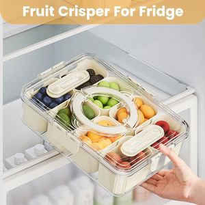 Portable Plastic Travel <b>Refrigerator</b> Food Snackle Box <b>Container</b> Divided Snack Serving Tray with Lid and Handle Stackable - Product Image 4