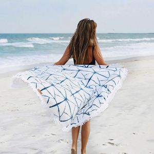 Serviette de plage ronde à franges avec logo personnalisé, sans sable, séchage rapide, en microfibre, pour les activités estivales - Product Image 5