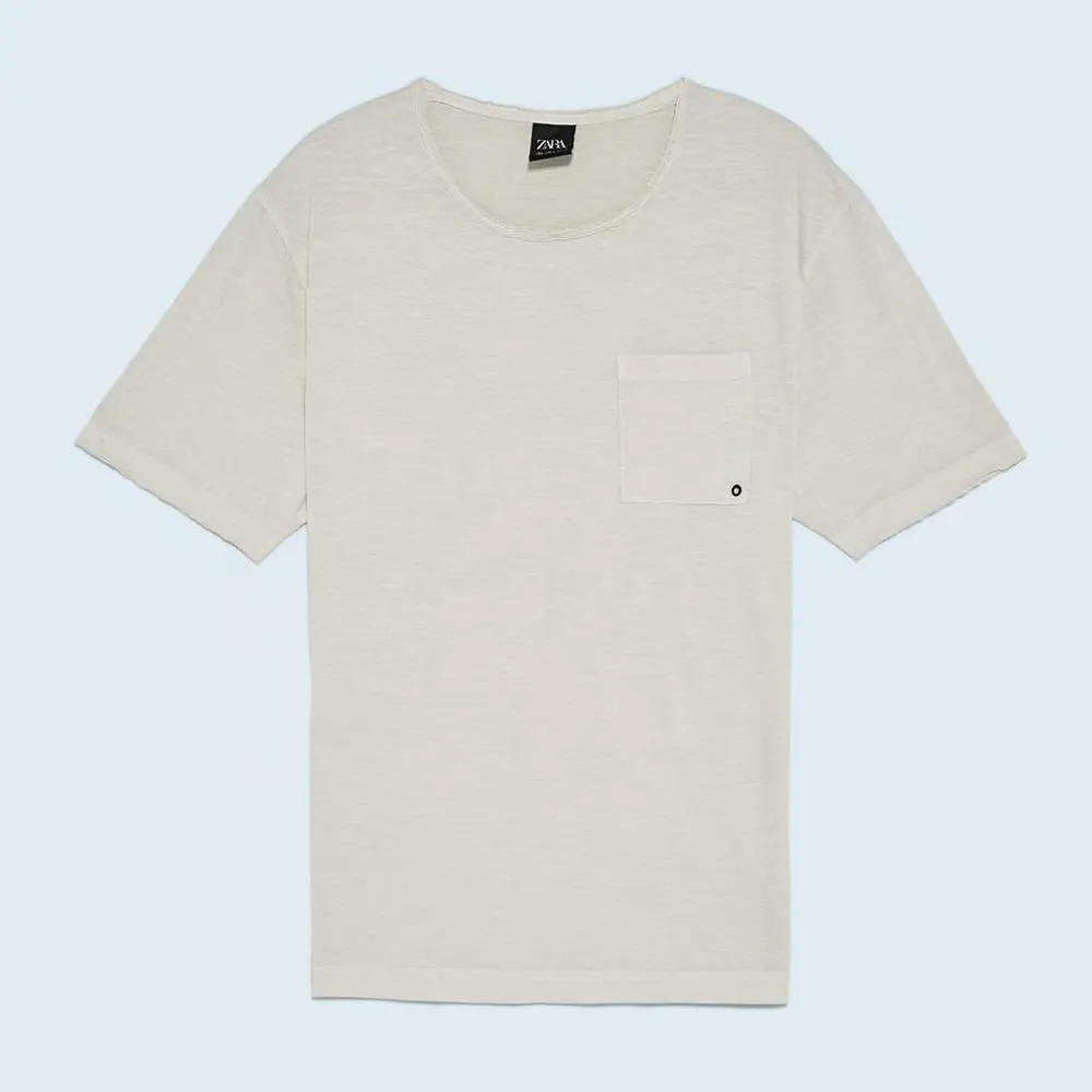 JL1226C Coton de haute qualité/Fibre de bambou OEM logo uni blanc hommes t-shirt avec poche pour hommes