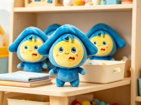 Peluche Personnage de Dessin Animé Mignonne Bleue à Capuche Douce pour Enfants, Cadeau d'Anniversaire, Décoration de Canapé à Domicile