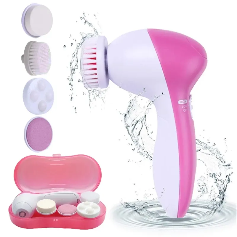 Professional 4 in 1 Facial Cleaning Brush Portable Electric Facial Pore Cleaner Device Silicone Face Cleansing Brush Set