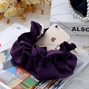 New Style Cute Pearl Satin Handbag <b>Small</b> Tote Cheongsam Evening Gown <b>Bucket</b> Bag With Polyester Magnetic Closure Tanjing - Product Image 4