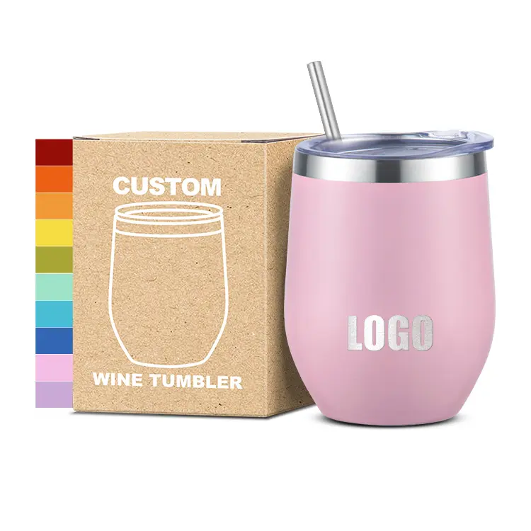 Custom Logo Design Personal Creative Gift 12oz Egg Shaped Insulated Glass Travel Mug Stainless Steel Cup Wine Tumbler