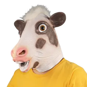 Animal Masks Halloween Cow Latex Mask Novelty Costume Party
