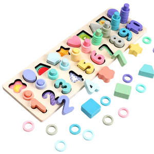Offerta Speciale: Gioco Educativo Montessori 3-in-1 con Puzzle in Legno, Tavola Logaritmica e Forme Geometriche, Giocattolo per Bambini con Puzzle Numerico Fai-da-Te, Confezione in Scatola - Product Image 1