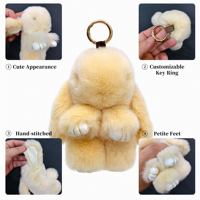 Porte-clés Lapin en Fourrure de Lapin Rex, Charme de Sac Lapin en Peluche Mignon, Pendentif de Sac à Main Moelleux, Accessoire de Mode, Vente en Gros OEM ODM