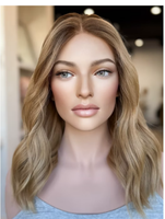 Perruque juive personnalisée brun doré clair balayage, cheveux vierges européens, nœuds invisibles, ligne de cheveux naturelle pour femmes souffrant d'alopécie