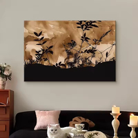 Art mural abstrait sur toile avec cadre en métal noir moderne pour la décoration du salon, de la salle à manger et de la chambre