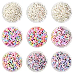 Hot Sale 1750pcs Pearl Beads White Round Acrylic Beads Jewelry Beads For Bracelet Making