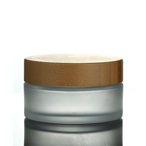 50ml Glass Cream Jar with Bamboo Top and Lids <b>Clear</b> Frosted 30g/50g/100g Sizes for Skin Care Lotion - Product Image 2