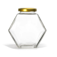 Bouteilles distributrices hexagonales en verre pour miel, pots de rangement transparents pour sauces épicées, confitures et aliments, avec couvercle hermétique