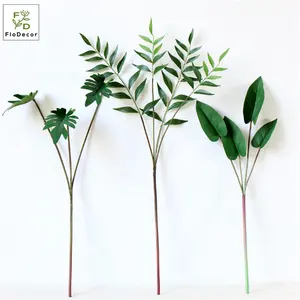 Artificiale Real Touch Tropical Calla Lily Leaves Branch Green Plant Wedding Party decorazione dell'hotel