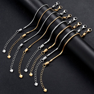 Bracciale a catena a serpente in acciaio inossidabile placcato oro 18K HP417, bracciale con ciondoli scorrevoli Pandora, catena impermeabile da 2mm 3mm per fai da te e perline - Product Image 4