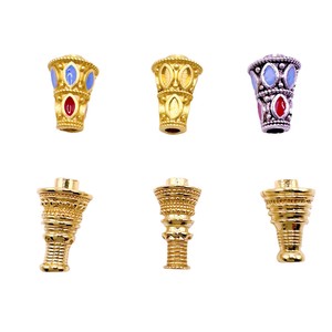 Accessoires de bijouterie pagode pyramide en or antique, trou de 3mm et 2mm, pour cérémonie religieuse, bricolage, objet de collection culturel - Product Image 2