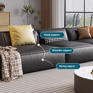 High Quality Top Layer Cowhide Genuine Leather <strong>Sofa</strong> Set Straight <strong>Row</strong> Tofu Sponge <strong>Bed</strong> for Home Villa School Living Room Use