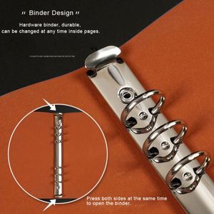 Custom Logo Printing 6 <b>Ring</b> Planner <b>Binder</b> PU Leather Loose Leaf Notebook with Elastic Cord - Product Image 4