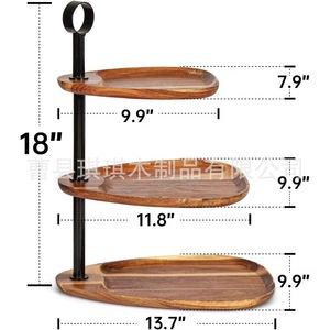 Bandeja de frutas de madera de acacia de 3 niveles, redonda, para decoración de mesa de sala de estar. - Product Image 5