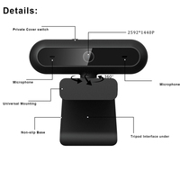 Kamera Jaringan Penjualan Bagus 5MP 2K 60fps QHD untuk PC dengan Mikrofon Antarmuka USB Sensor Gambar CMOS Streaming Langsung