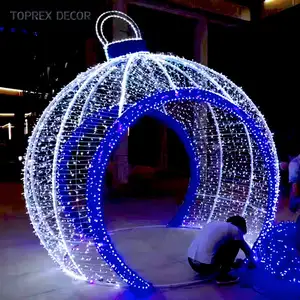 Toprex 사용자 정의 정원 프로젝트 장식 대형 야외 크리스마스 장식 상업 Led 크리스마스 거리 3D 아치 볼 빛