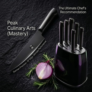 Messer <b>Set</b> Professional Non Stick Chef <b>Knife</b> <b>Set</b> Black Titanium Full Stainless Steel Kitchen <b>Knife</b> <b>Set</b> with Block - Product Image 3