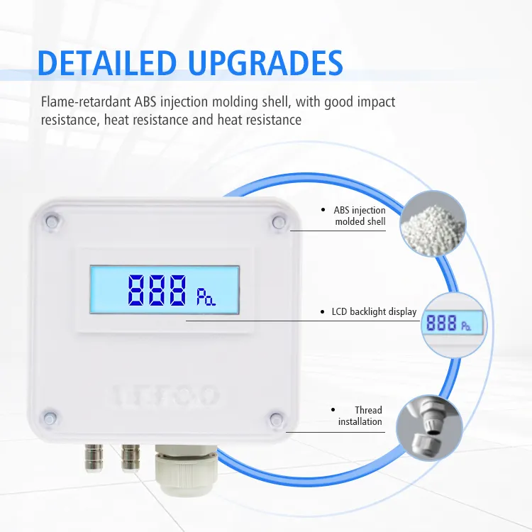 LEFOO high precision LCD Digital Differential hvac neutral gas Air Pressure Transmitter sensor