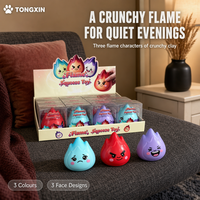 Nouvel ensemble de jouets anti-stress TONGXIN : Squishies en argile mignons à visage de flamme, 3 couleurs, vente en gros, logo personnalisé OEM