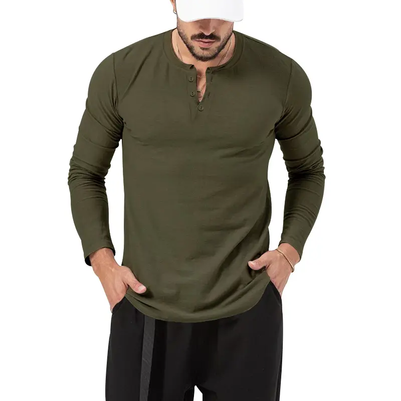 Camiseta de poliéster tingida lisa para homens, camiseta de manga comprida redonda com gola redonda, desenho casual de outono em branco