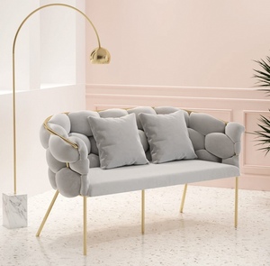 Juego de Sofás Metálicos Modernos Nórdicos de Lujo Zs Gold, Sillones de Terciopelo para Sala de Estar, Muebles de Acento para Sala de Espera - Product Image 6