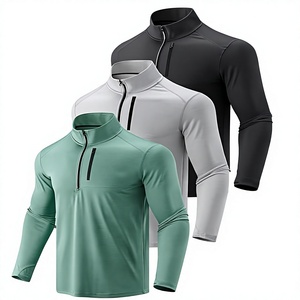 Men's 1/4 Zip Training <b>Top</b> <b>Golf</b> Quarter Zip Pullover Mock Neck Moisture Wicking <b>Long</b> <b>Sleeve</b> with Thumbholes Factory Supplier - Product Image 1