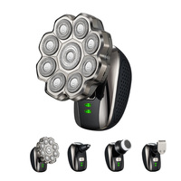 Rasoir électrique rechargeable 9D pour hommes, tondeuse à tête flottante étanche à la charge USB avec 9 couteaux magnétiques, rasoir de coupe de cheveux
