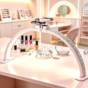 Custom Multicolor Multifunction Dimming Home Salon Led Nail Lamp Haft Moon Lamp Phone Holder Moon Lamp Light for <b>Table</b> Nails - Product Image 1